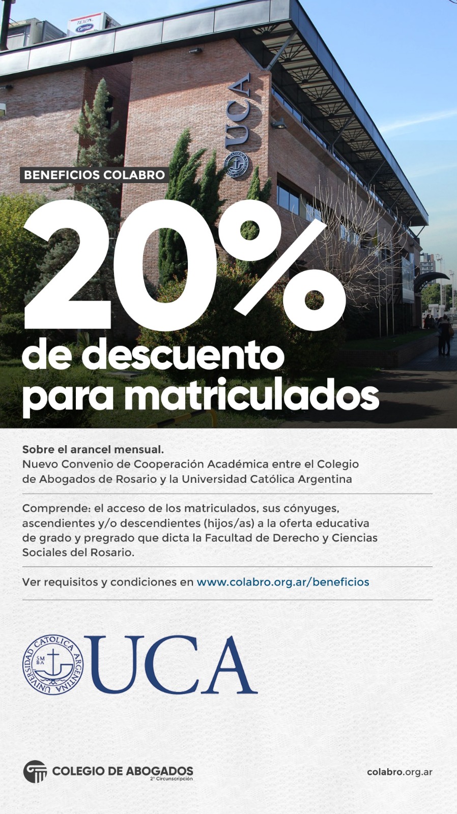 Nuevo Convenio de Cooperación Académica entre el Colegio de Abogados de Rosario y la Universidad Católica Argentina